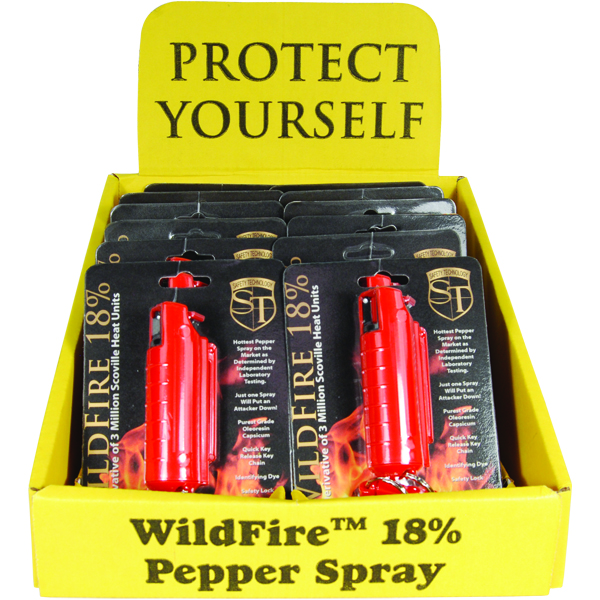 Wildfire 1.4% MC 1/2 oz pepper spray hard case with quick release keychain red view 2